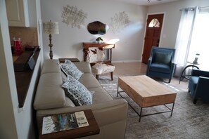 Smart TV, chimenea y libros