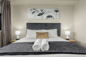 2 bedrooms, in-room safe, iron/ironing board, internet