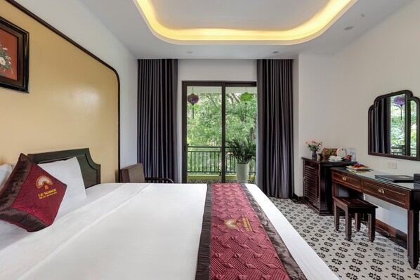 Deluxe-Doppelzimmer, Balkon | Blick auf den Garten