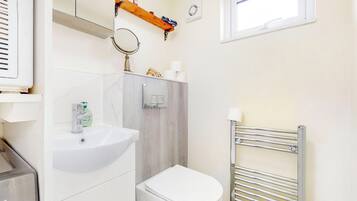 Hair dryer, towels, toilet paper