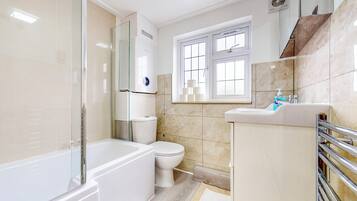 Hair dryer, towels, toilet paper