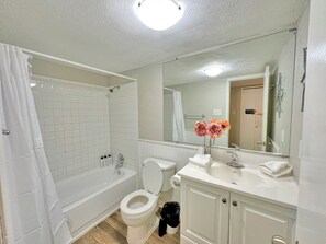 Shower, towels, soap, shampoo