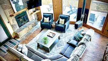 Smart TV, fireplace, video games, table football