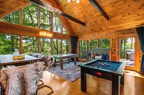 Games room - Escape & Play: Chic Mountain Cabin with Hot Tub Firepit & Game Room (Townsend)
