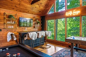 Games room - Escape & Play: Chic Mountain Cabin with Hot Tub Firepit & Game Room (Townsend)