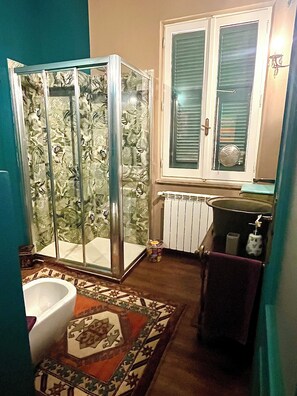 Dusche, Haartrockner, Bidet, Handtücher