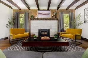 TV, fireplace