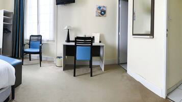 Desk, free WiFi, bed sheets