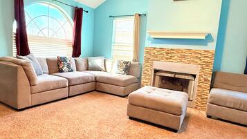 Smart TV, fireplace, foosball, stereo