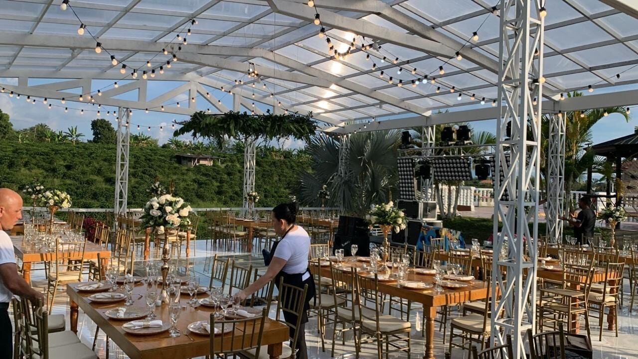 Outdoor banquet area