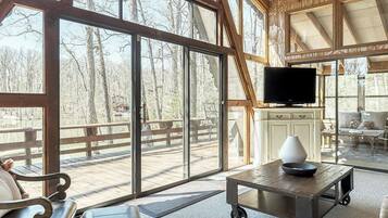 Smart TV, fireplace, stereo