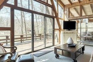 Smart TV, fireplace, stereo