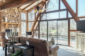 Smart TV, fireplace, stereo