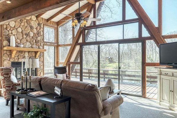 Smart TV, fireplace, stereo