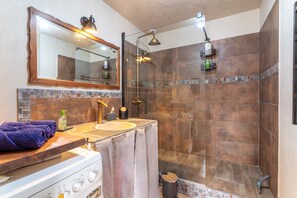 Ducha, secador de pelo, toallas