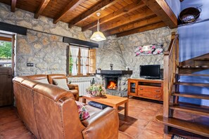 Televisión y chimenea 