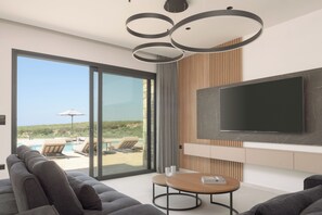 Smart TV, table tennis, books, stereo - Elia Villa, with Pool, SeaViews & Iconic Design (9HFX+3FH Arkadi, Greece)