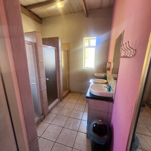 Standaard tweepersoonskamer, 1 queensize bed, niet-roken | Badkamer | Een douche, handdoeken, zeep, toiletpapier