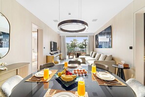 Dining - Five Palm Luxury | 2BR w/ Pool View, Gym & Prime Beach Stay (Palm)