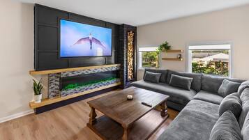 TV, fireplace, offices