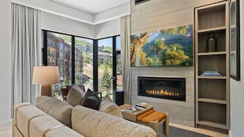 TV, fireplace