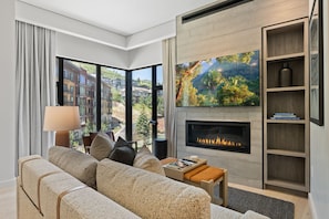 TV, fireplace
