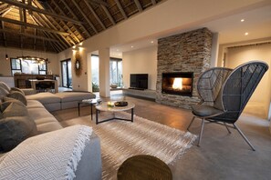 TV, fireplace