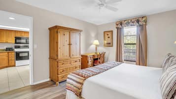 2 bedrooms, desk, iron/ironing board, travel crib
