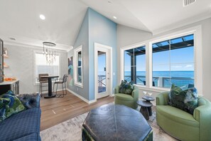 TV, fireplace - "Wait and Sea" New Beachfront Home in PCB with Private Pool and Beach Access! (Panama City Beach)