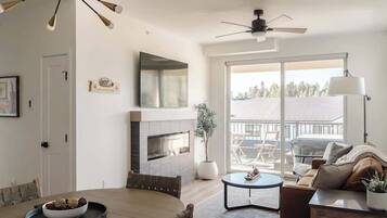 TV, fireplace