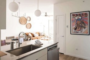 TV, fireplace - Chic Condo | Near Town and Trails | Hot Tub + Deck (Fraser)