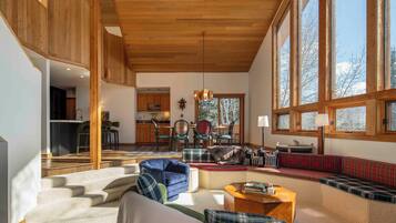 Smart TV, fireplace, offices, computer monitors