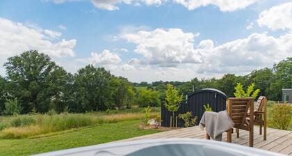 Four cosy cabins lie nestled in the Kent countryside