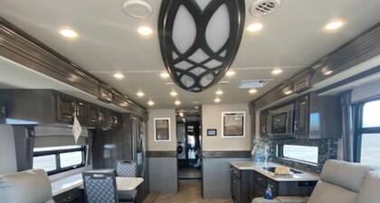 Motorcoach in QUIET, private meadow in the Mission Mountains for rent