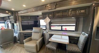 Motorcoach in QUIET, private meadow in the Mission Mountains for rent