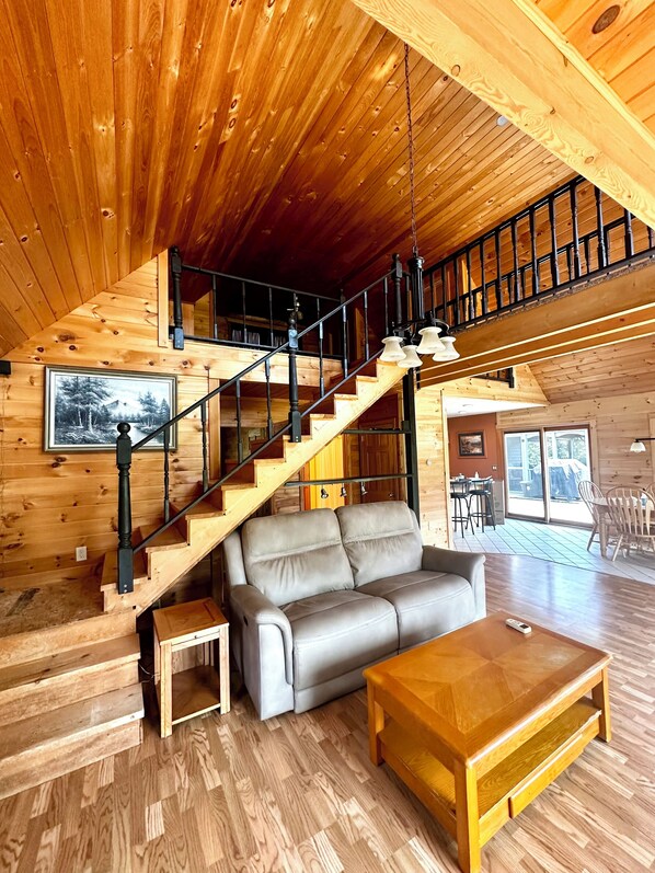 Smart TV, fireplace, DVD player, books