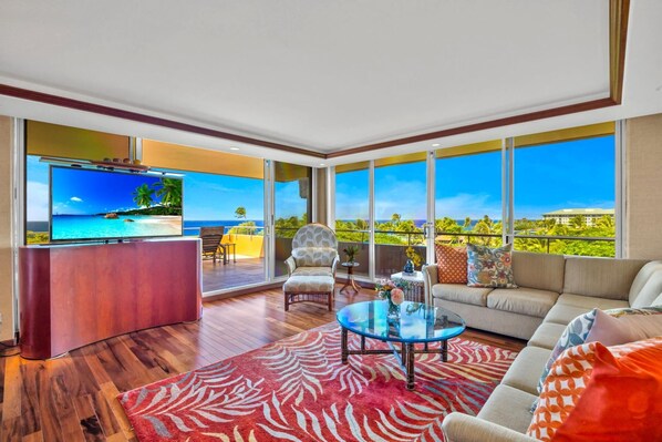 Condo | Living room | 55-inch TV with digital channels
