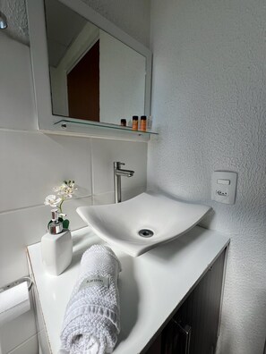 Ducha, toallas, jabón, shampoo