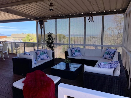 Property grounds. Beach House - Self Contained, Three Bedroom House with 2 Queens, 1 Double/Single Bunk Bed & 2 Pull-Out Single Beds, Secure Yard, Ocean/Bush/Mountain View