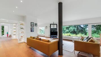 Fernseher, Kamin, Stereoanlage