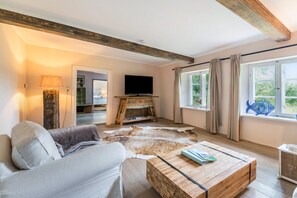 Fernseher, Kamin, Tischtennisplatte, Stereoanlage