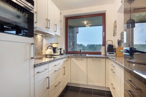 Fridge, oven, stovetop, dishwasher - Apartment 'Schönes Leben 3' with Lake View, Balcony and Wi-Fi (Goslar)