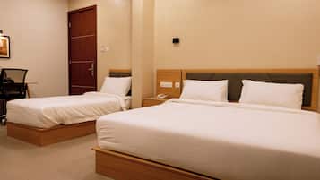 1 bedroom, desk, blackout drapes, iron/ironing board