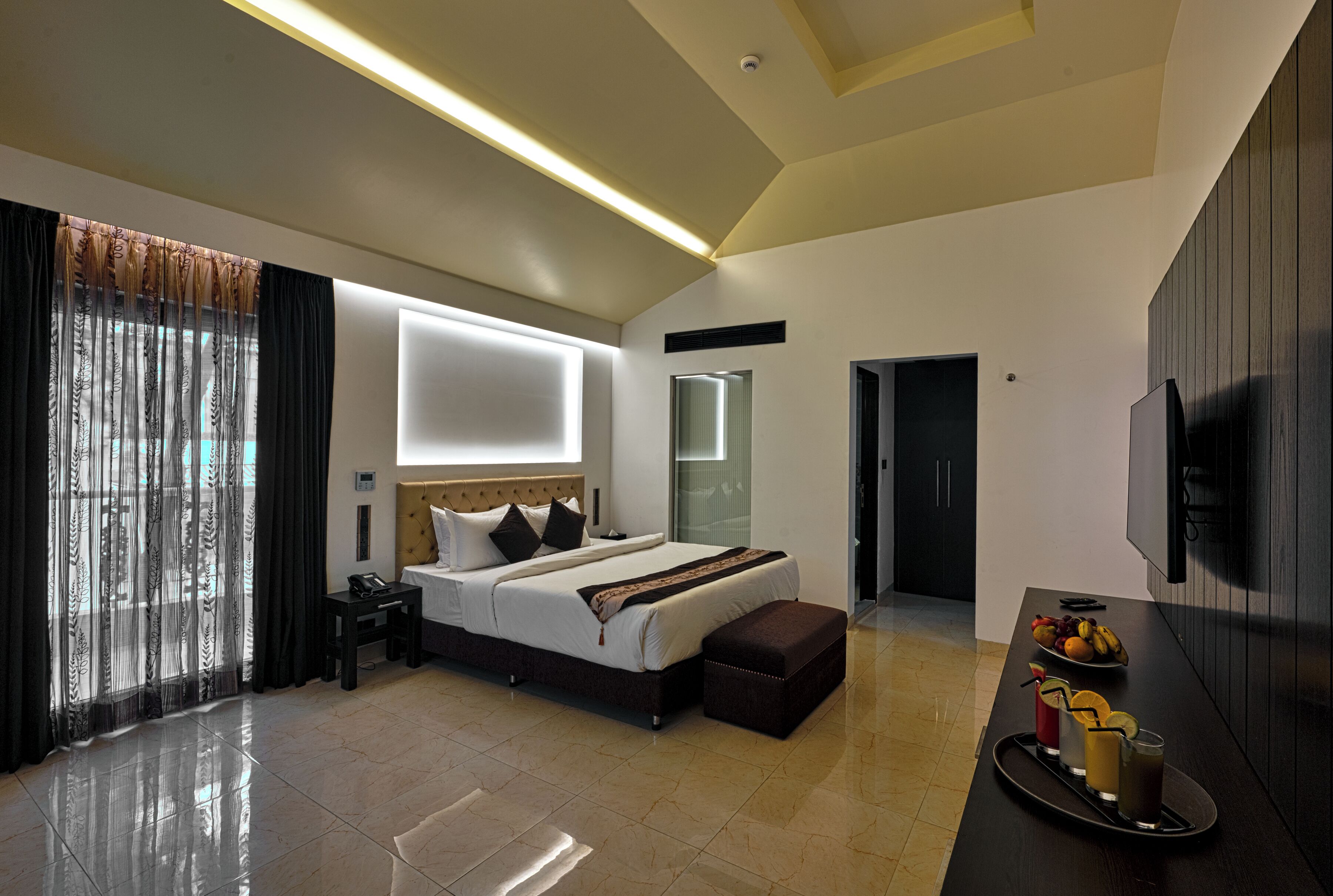 Chambre Double Deluxe, vue jardin | Coffres-forts dans les chambres, rideaux occultants