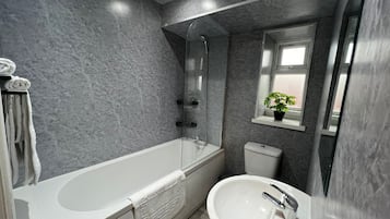 Towels, soap, shampoo, toilet paper