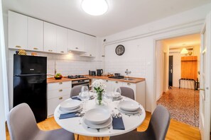 Family Apartment, Multiple Bedrooms (Family Friendly Apartment With) | Private kitchen | Fridge, oven, stovetop, coffee/tea maker - Family Friendly Apartment With Parking (Zagreb)