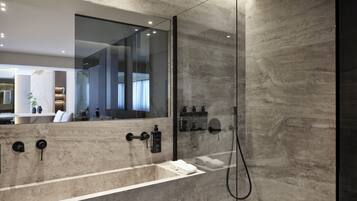 Acropolis Superior King Room | Bathroom | Free toiletries, hair dryer, bathrobes, slippers