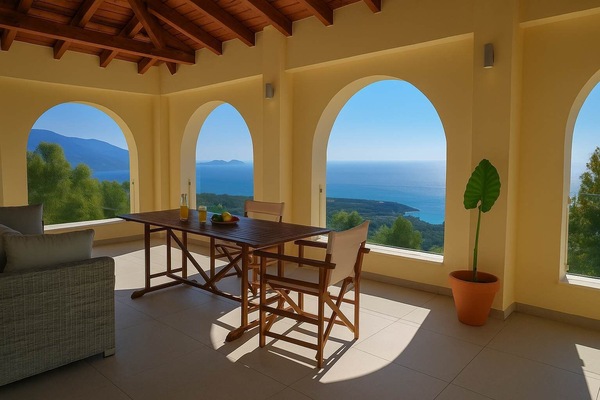 The veranda offers breathtaking views of the sea