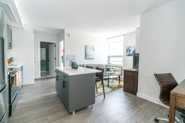 Deluxe Apartment, Kitchen | Living area - The Standard - STR-1207 (New Rochelle)