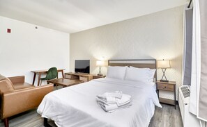 1 chambre, bureau, fer et planche à repasser, lit parapluie